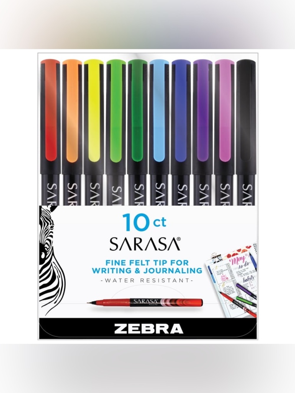 10-Pack Fine Felt Tip Pens – Assorted Colors